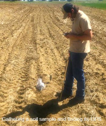 Collecting soil sample and GPS