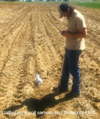 Collecting soil sample and GPS